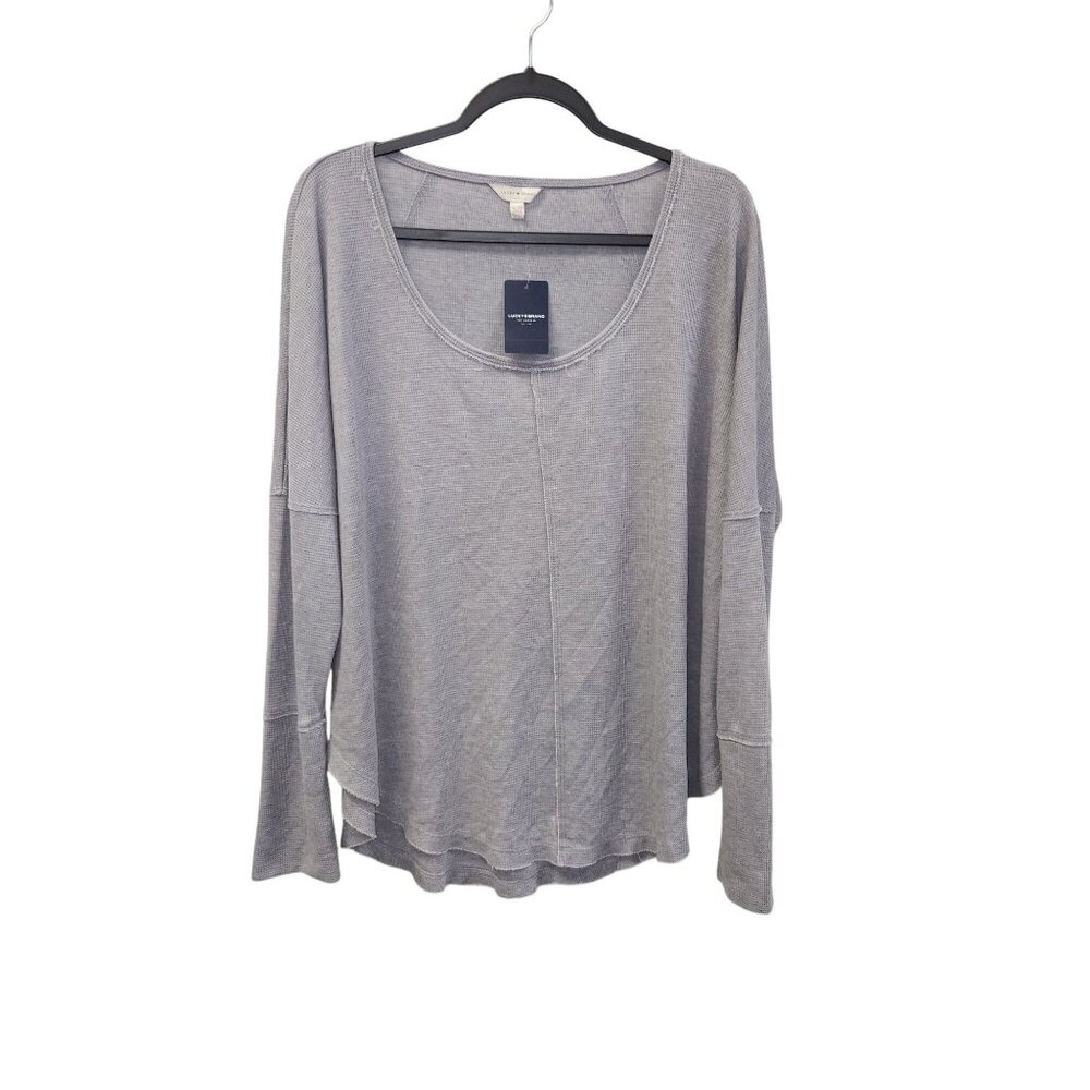 Lucky Brand Womens Grey Long Sleeve High Low Knit Top Size XL. 3743